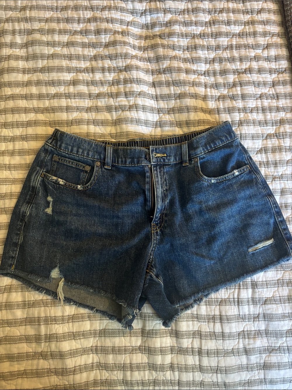 American Eagle Outfitters Blue Distressed Cutoff Denim Shorts